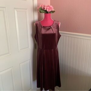 NWT Sleeveless A-Line Piphany Blush/Wine Velvet Dress size Large